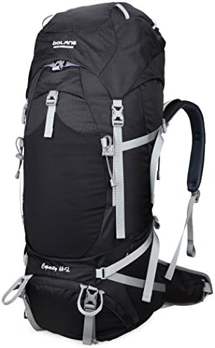 BOLANG Hiking Backpack Waterproof Outdoor Intenal Frame Backpacks Camping Climbing 8813 (Black, 60 Liter)