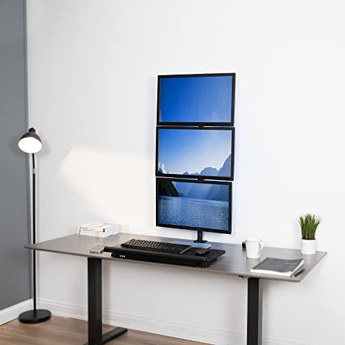 VIVO Triple LCD Monitor Desk Stand, Desktop Mount, Stacked Vertical 3