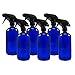 Cornucopia Brands 16oz Cobalt Blue Glass Spray Bottles (6 Pack), Heavy Duty Mist and Stream Sprayer