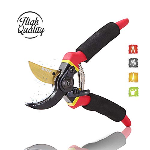 WOTF Professional 8 inches Premium Titanium Bypass Pruning Shears, Premium Utility Garden Clippers Scissors with Sponge Handle Protector,Tree Trimmers Secateurs Hand Pruners - Thumbnail 6