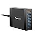 PowerBear 6-Port USB Wall Charger with 1 Qualcomm 3.0 Port [60W] USB Charging Station with Fast Charge & Smart Charge for iPhone, iPad, Samsung, LG, HTC & More – Black [24 Month Warranty]