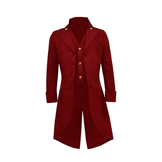 Boys-Gothic-Tailcoat-Jacket-Steampunk-Victorian-Long-Coat-Halloween-Costume-Red-12