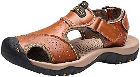 Men Leather Hiking Sandals Athletic Walking Closed Toe Sports Shoes Fisherman Beach Shoes Water Sandals