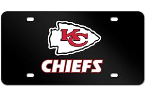 GODACA for KC Chiefs License Plate Cover,Black Metal License Tag Plate Number Plate Gift for Chiefs Fans,Chrome License Plate Frame Cover for Chiefs