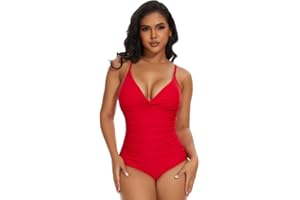 SHAPERIN Women's One Piece Swimsuits Tummy Control High Waisted Bathing Suits Padded Push Up Shapewear Swimwear Monokini