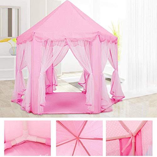 Anyshock Kids Tent, Princess Castle Large Play House Tent Girls Pop Up Baby Toys Dollhouse Outdoor and Indoor Playhouse Tent Toy Great for 1-8 Years Old Kids/boy/Girls/Baby/Infant (No LED Light) - Thumbnail 3