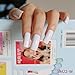 Ultra Long Acrylic Nail Tips White Flat Fake Nails Full Wrap French Nails Kit 24pcs with Display Easy to Use WL