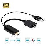 HDMI to DisplayPort Converter Adapter with USB Power,Phizli 4K x 2K HDMI to DP Adaptor for HDMI Equipped Systems,Compliant with VESA Dual-Mode DisplayPort 1.2, HDMI 1.4 and HDCP