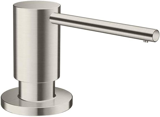 hansgrohe 40438800 A41 Soap Dispenser for Sink Stainless Steel Kitchen Accessory, Round Small, Round soap dispenser small