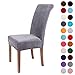 Colorxy Velvet Spandex Chair Covers for Dining Room Set of 4, Soft Stretch Chair Protectors Slipcovers, Removable and Washable, Sliver Grey