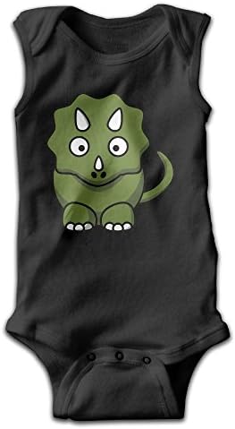 Cute Triceratops Cartoon For Newborn To 24 Months Unisex Baby Onesies Outfits Black
