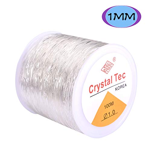 SEVENWELL 1mm Elastic Bracelet String Cord,100m Crystal Stretch Bead Cord for Beading, Jewelry Making