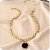 YERTTER Punk Twist Chain Gold Chunky Choker Necklace Heart Pendant Chain Collar Choker Necklace for Women (Style 1)