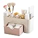 Space Saving Plastic Office Supplies Desk Organizers,SMYTShop 6 Cells Pen Holder/Cell Phone Holder/Cosmetic Holder with a Drawer (Pink)