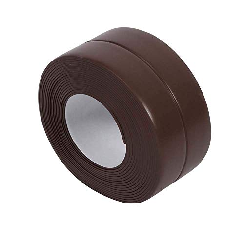 2 Pack Bathtub Wall Sealing Caulk Strip PE Self Adhesive Waterproof Sealing Tape Strip Caulk Sealer Decorative Trim for Kitchen Bathroom Shower Toilet Wall Corner 38mmx3.2m/1.5x126inch (Coffee) - Thumbnail 3