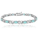 Silver Tone 3ct TGW Created Blue Opal & Diamond Accent Infinity Bracelet