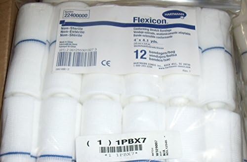 Flexicon Gauze Wrap, Non-Sterile, Latex-Free, 4 in. X 4.1Yds, 30 Packs of 12 Rolls