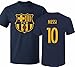 Barcelona Soccer Shirt Lionel Messi #10 Futbol Jersey Men T-Shirt Navy