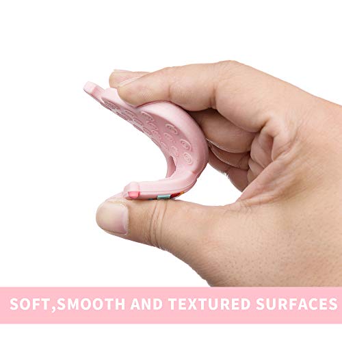 AmazingM Baby Teething Toys,Food Grade Silicone Elephant Teether Toy with Pacifier Clip Holder Set for Newborn Babies,BPA Free,Freezer Safe (Pink) - Thumbnail 3