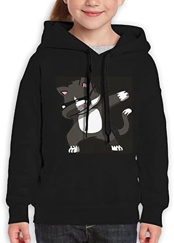 VIEOP Dabbing Cat Funny Youth Pullover Hood Girls Boys Hooded Sweatshirt L Performance Hoodies