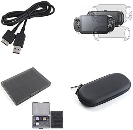 AWASA 4 IN 1 Accessory kit! Hard Travel bag for ps vita+ usb data charger cable for ps vita 1000 +18 in 1 game card case+ PS Vita PCH-1000 screen protector