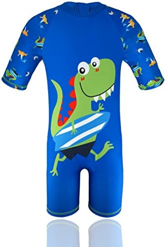 HONISEN Boys One Piece Rash Guard Swimsuits Kids Short Sleeve Sunsuit Swimwear UPF 50+ Bule 4T