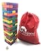 Oojami Wooden Tumbling Timber Toppling Stacking Board Games Building Blocks for Kids - 60 Pieces with Storage Bag Color Match Play Sets for Kids and Families