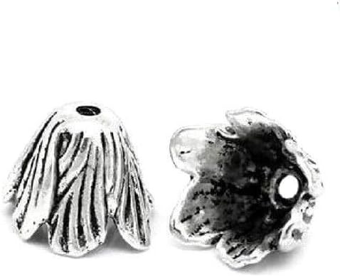 10 Antiqued Tibetan Silver Jumbo 20mm Tulip Veined Petal Leaf Flower Caps Beads