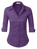 LE3NO Womens 3/4-Sleeve Easy Care Shirt