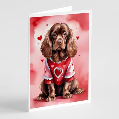 Caroline's Treasures DAC5445GCA7P Sussex Spaniel My Valentine Greeting Cards Pa…