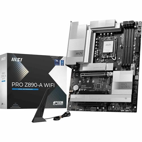 MSI PRO Z890-A WiFi Mainboard, ATX - Unterstützt Intel Core Ultra Prozessoren (Series 2), LGA 1851-90A SPS VRM, DDR5 Memory Boost (9200+ MT/s OC), PCIe 5.0 x16 & 4.0 x16, M.2 Gen5, Wi-Fi 7, 5G LAN