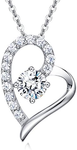 Silver Necklaces for Women 925 Sterling Silver Infinity Heart Love Diamond Pendant Neckalce Gift for Women Girls Girlfriends