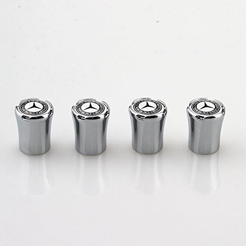 BZQq A Set of 4 Zinc Alloy Logo Tire Valve Stem Caps of Decorative Accessories（Silver）