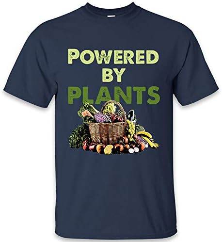 Teelaunch Powered by Plants Funny t-Shirt | Black Navy Grey | S to 2XL