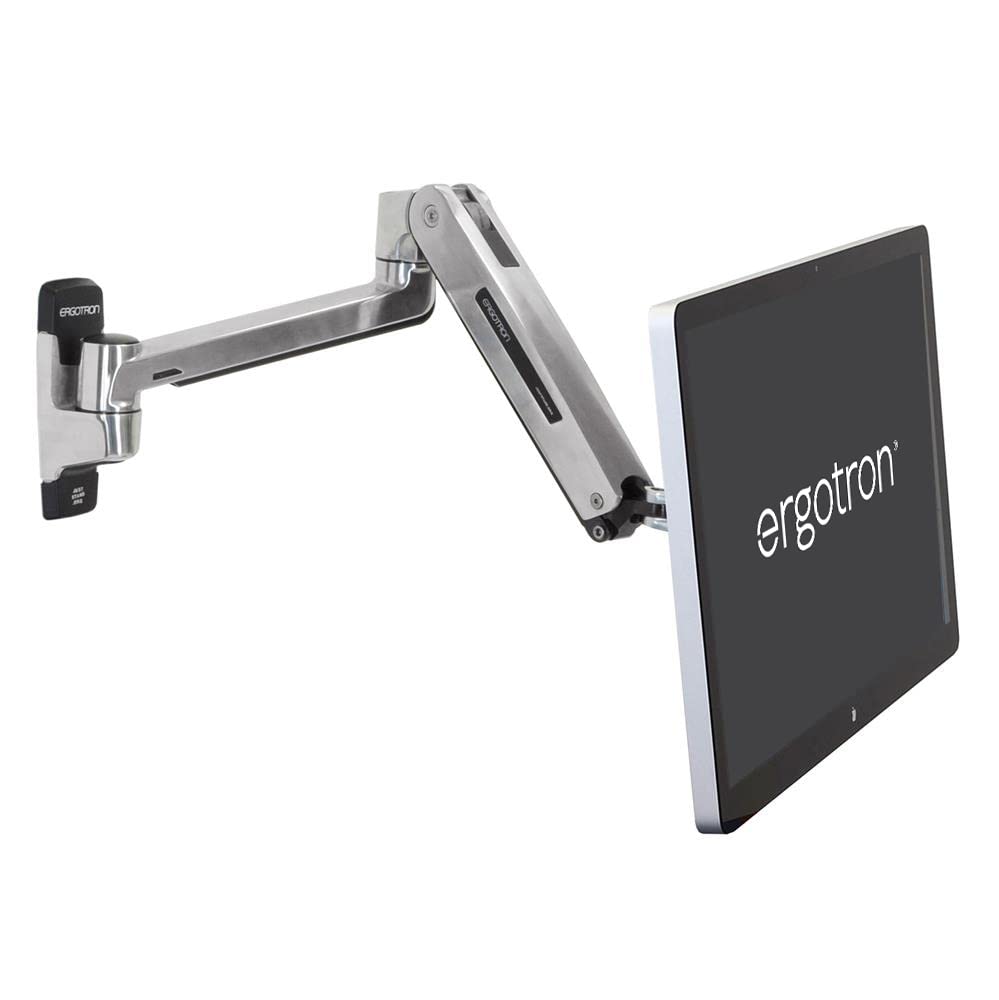 Ergotron – LX HD Sit-Stand Single Monitor Arm, VESA Wall Mount – for Monitors Up to 49 Inches, 6.4-13.6 – Polished Aluminum (45-383-026)