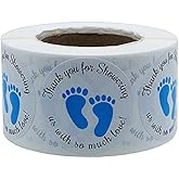 Dartsz Gender Neutral Baby Shower Stickers,Thank You for Showering Us with So Much Love Round Labels Blue Baby Footprint Stickers,