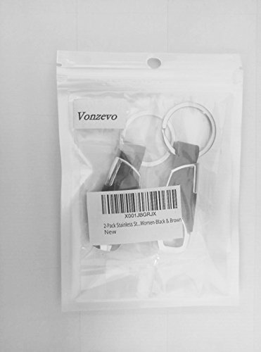 image for Vonzevo 2-Pack Stainless Steel Key Chain with Leather Heavy Duty Home 