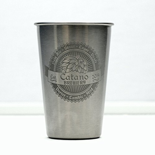 Personalized Engraved Stainless Steel Pint Glasses Etched With