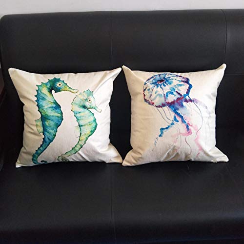 Outdoor Decorative Throw Pillow Cover 18x18 inch, Patio Sea World Turtle Pillow Cushion Cases for Couch, Sofa, Bed…
