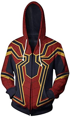 Superhero Hoodie Halloween Spider Cosplay Costume Fashion Hooded Coat for Unisex Adult