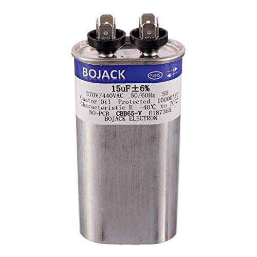 BOJACK 15 uF ±6% 15 MFD 370V/440V CBB65 Oval Run Start Capacitor for AC Motor Run or Fan Start and Cool or Heat Pump Air Conditione: Industrial & Scientific
