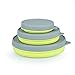 Collapsible Prep/Storage Bowls with Lids - Set of 3 Collapsible Silicone Bowl for Camping - Food-grade & Space-Saving (Set of 3 size, Light Green)