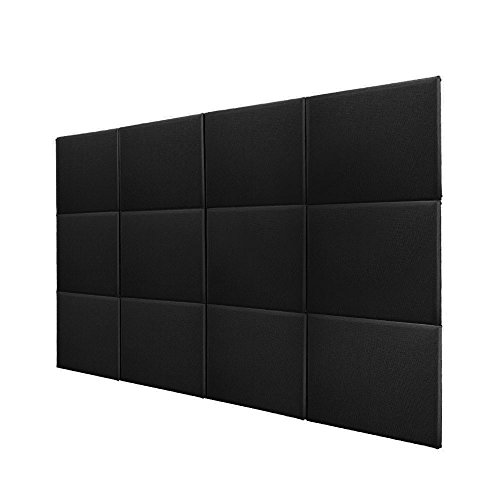 BQLZR Black Fiberglass Acoustic Home Studio Soundproof Sound Absorbing Panel Tiles for Wall Ceils Pack of 12