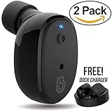 StealthBeats Bluetooth Wireless Headphones with Microphone [INVISIBLE EARPHONES] Running Earbuds with Dock Charger - Noise Cancelling, Mic and BASS Sound for iPhone & Android [TALK WALK & MORE]