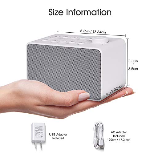 Sound Machine White Noise Machine for Relaxing Sleeping 3 auto-off Timer Settings 8 Natural Soothing High Fidelity non-looping sounds for Baby Adults Portable for Home Office Travel