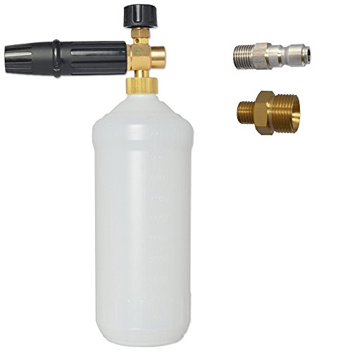 BEARFORCE Pressure Washer Foam Cannon with 1/4" Quick Release Connector and M22 Thread Adapter, Adjustable Snow Foam Lance 1L Bottle, Jet Car Wash Foam Blaster Soap Gun