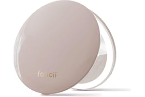 Fancii Mini Taylor Compact Magnifying Mirror with LED Light, 10x/1x, Rechargeable, 3 Light Settings, Dimmable - Small Lighted Travel Handheld Mirror for Pocket, Handbag, Purse, 2-Sided (Beige)