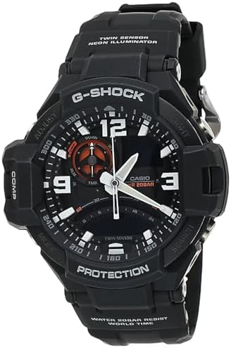 Casio Men's Dial Silicone Band Watch GA 1000 1BDR, Black, GA 1000