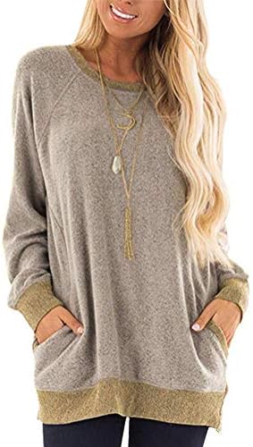 PINUPART Women's Casual Long Sleeve Pockets Cotton Sweatshirt Tunic Tops