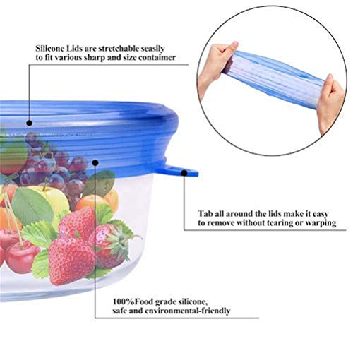 Stretch Lids 12PCS Clear Durable Expandable Silicone Food Covers Containers for Cups Bowl Containers - Thumbnail 2